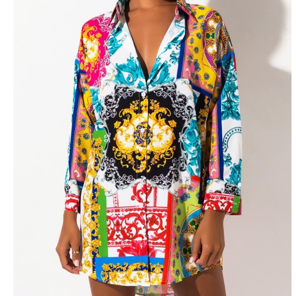 MIAMI INSPIRED MINI SHIRT DRESS
